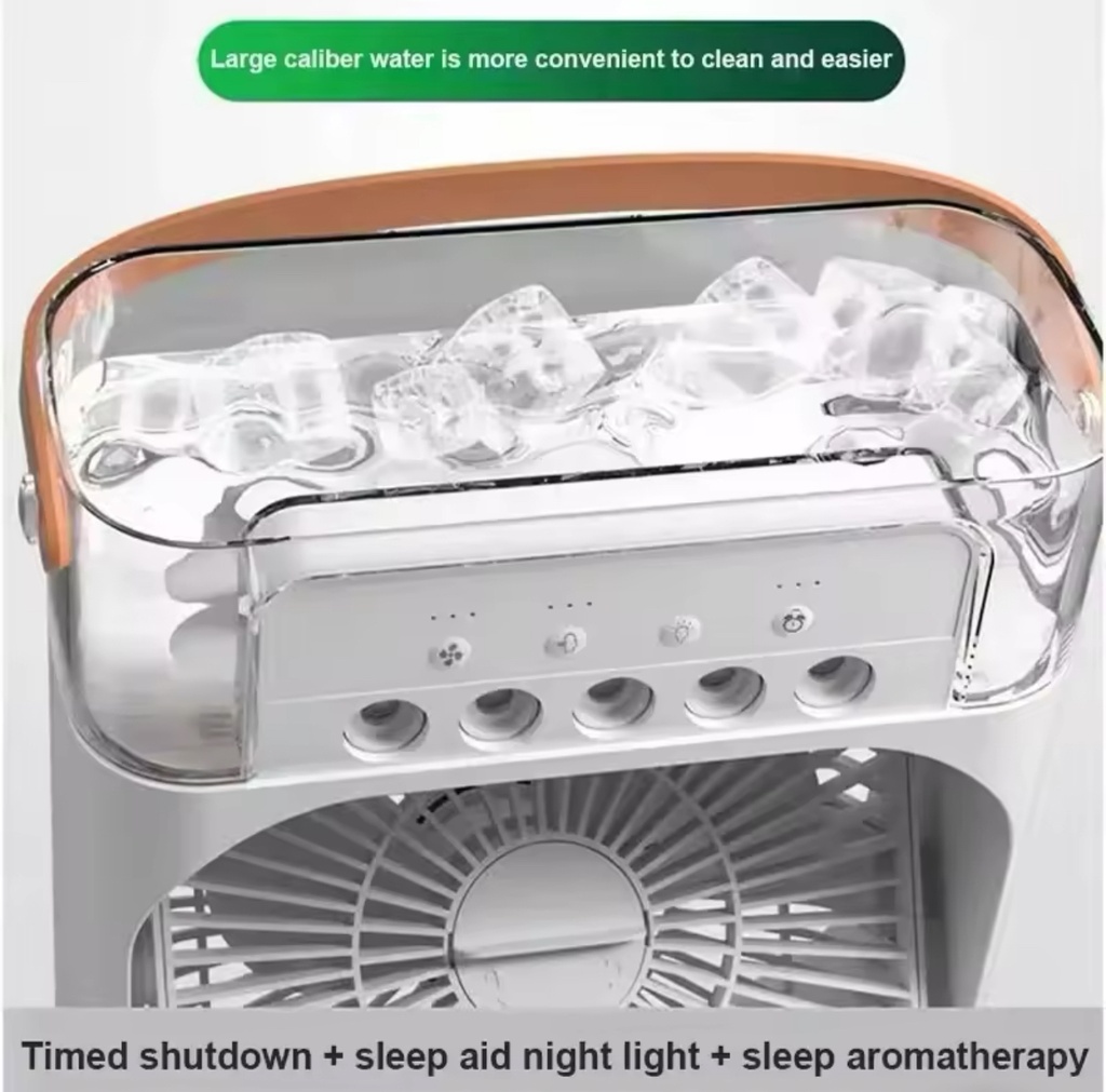 Portable 3 In 1 Fan Air Conditioner Household Small Air Cooler LED Night Lights Humidifier Air Adjustment Home Fan